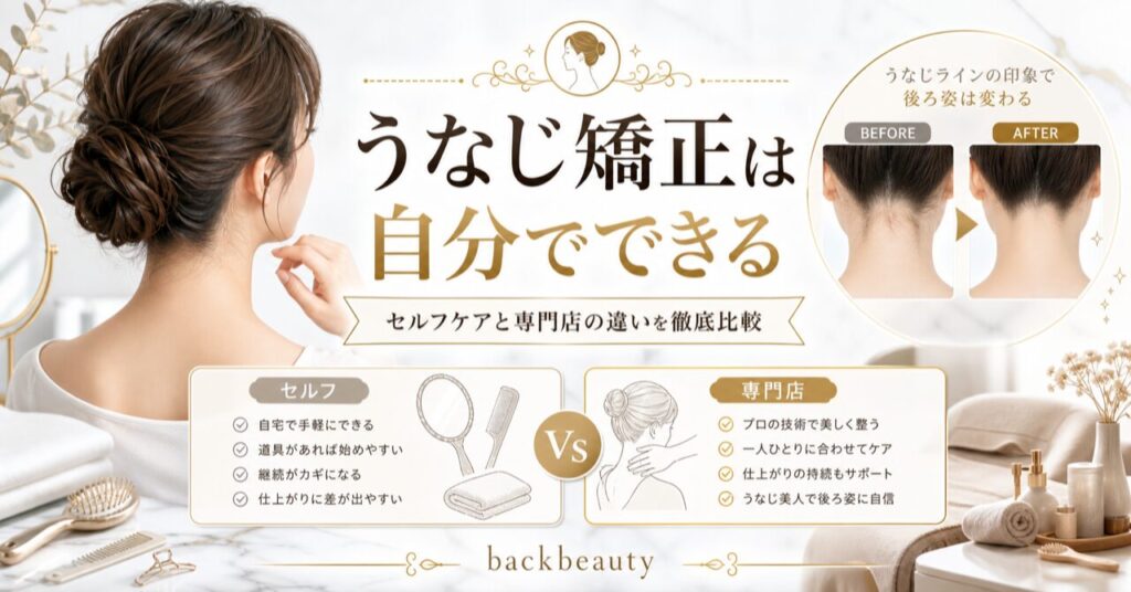 うなじ矯正は自分でできる?セルフケアと専門店の違いを徹底比較して解説のアイキャッチ
