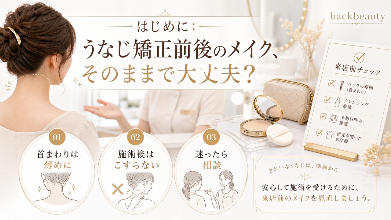 はじめに：うなじ矯正前後のメイク、そのままで大丈夫？の図解
