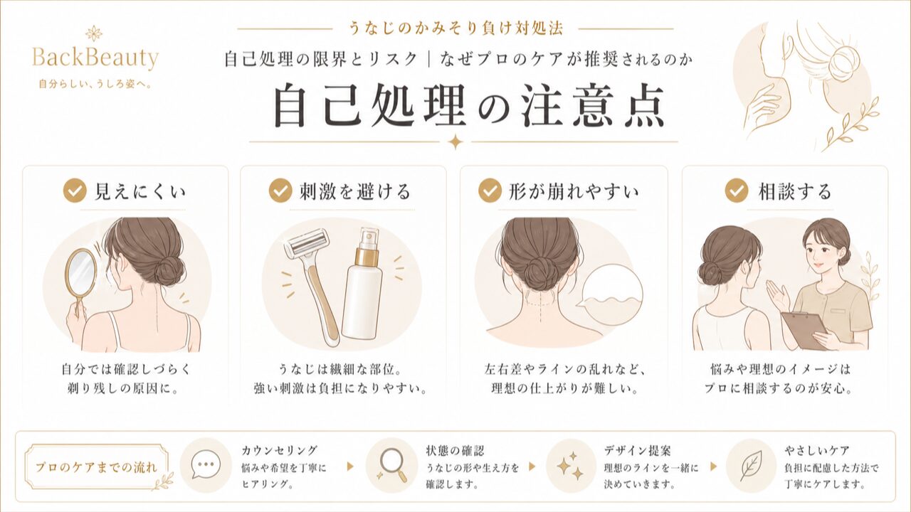 自己処理の注意点を整理した図解