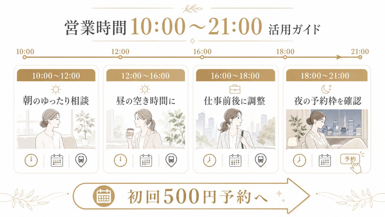 ミース上野店の営業時間は10時〜21時｜定休日・アクセス・初回500円予約を完全ガイドの要点を整理した図解
