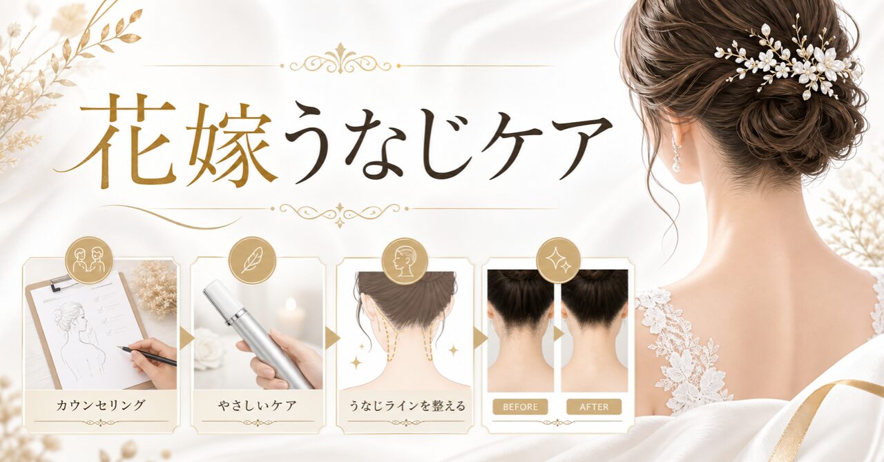 ブライダルうなじで叶える最高の後ろ姿。結婚式準備を控えた花嫁のための完全ガイドのアイキャッチ