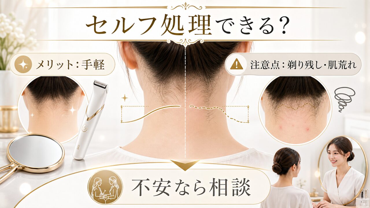 襟足の産毛処理はセルフでできる?メリットとデメリットの図解