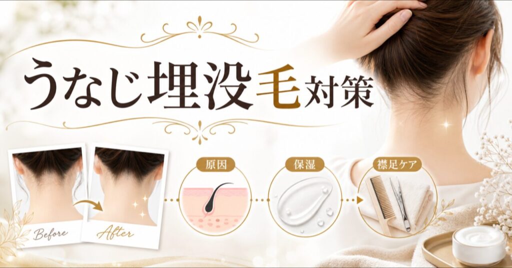 うなじの埋没毛の原因と対策！襟足ケアで美しい後ろ姿を作る方法のアイキャッチ