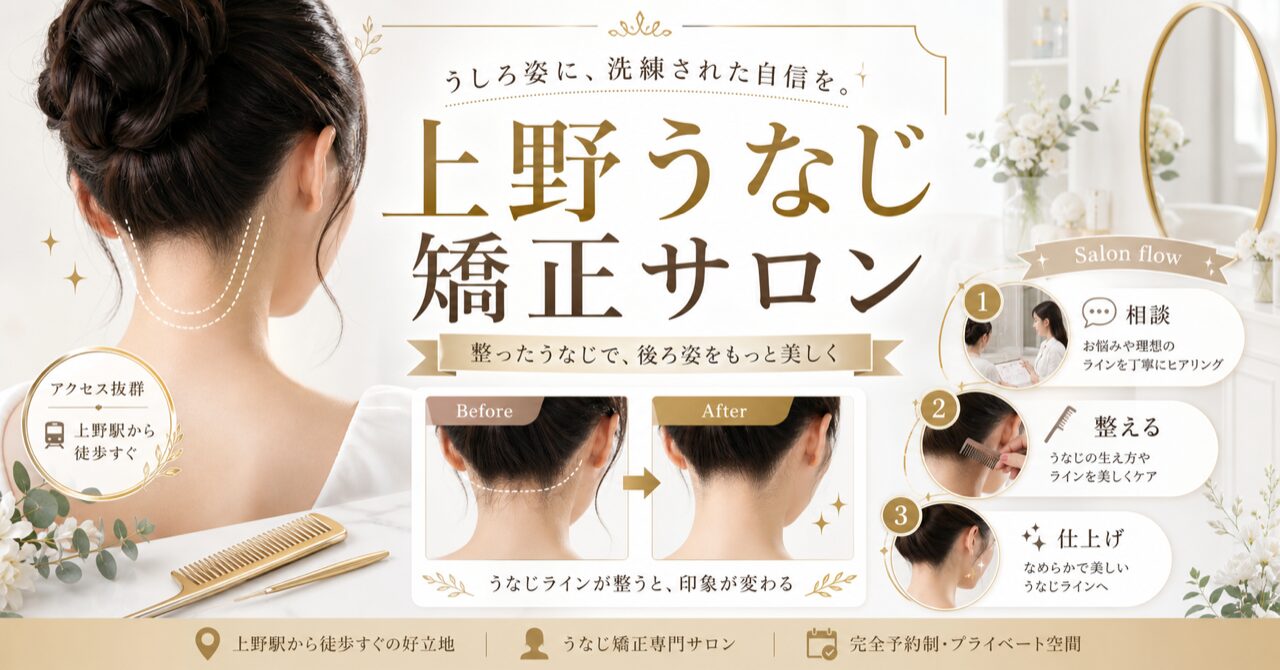 上野のうなじ矯正サロンおすすめ！アクセス抜群の専門店で後ろ姿美人へのアイキャッチ
