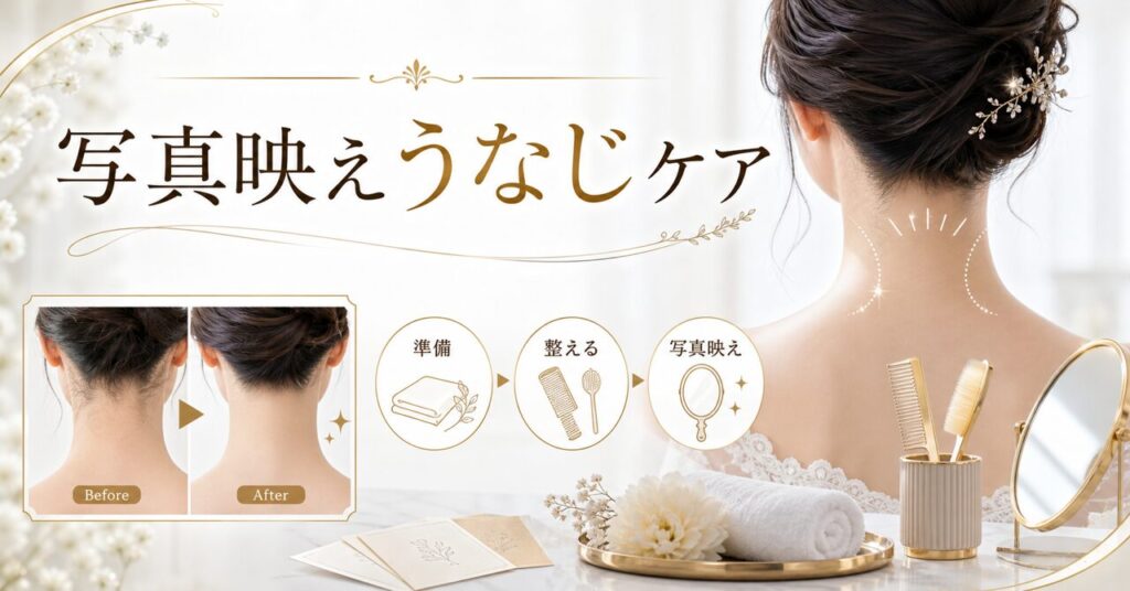 前撮りでうなじを美しく見せる方法｜写真映えするケア・準備を徹底解説のアイキャッチ
