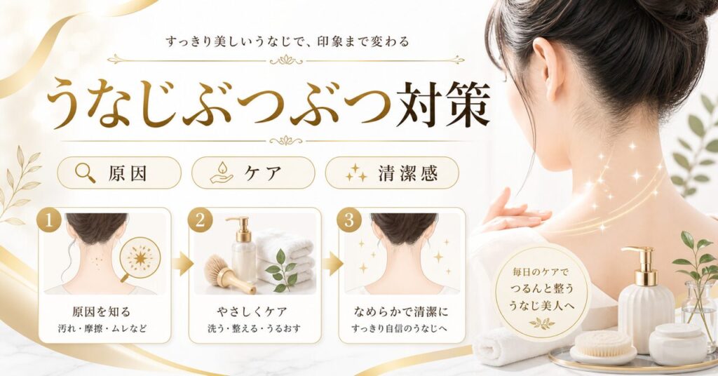 うなじのぶつぶつの原因7つと治す方法｜女性のための襟足ケア完全ガイドのアイキャッチ