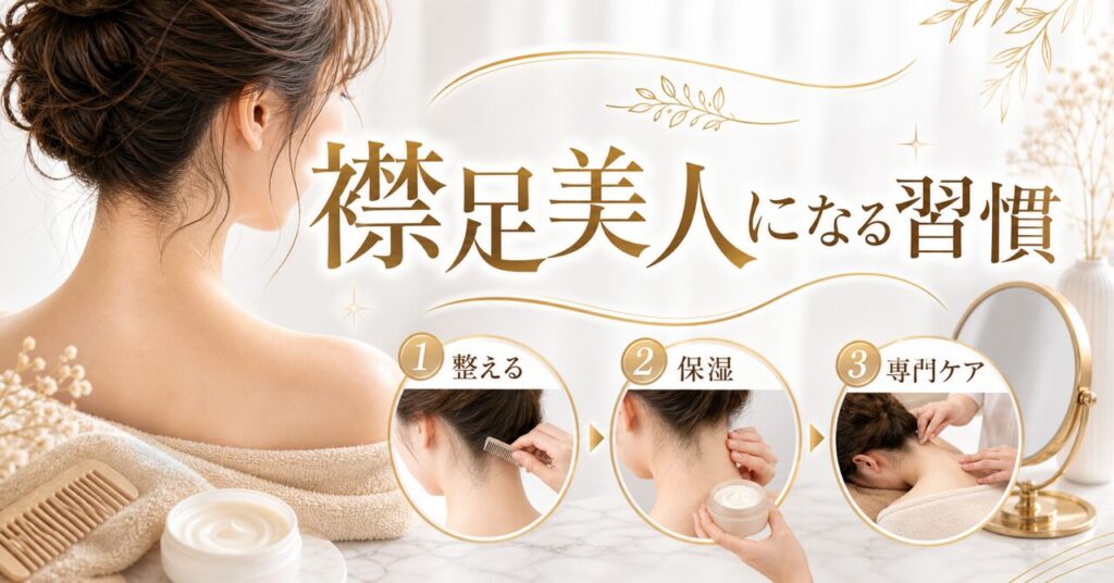 20代から始めるうなじケアの方法｜襟足美人になる7つの習慣と専門店活用術のアイキャッチ