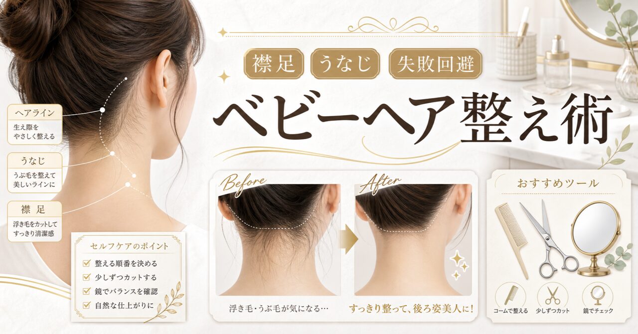 【プロ直伝】ベビーヘアのセルフ整え方|襟足・うなじも失敗しない7つのコツのアイキャッチ