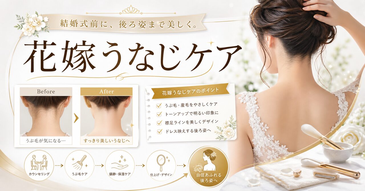 20代のブライダルうなじコース完全ガイド|結婚式前に後ろ姿を整える方法のアイキャッチ