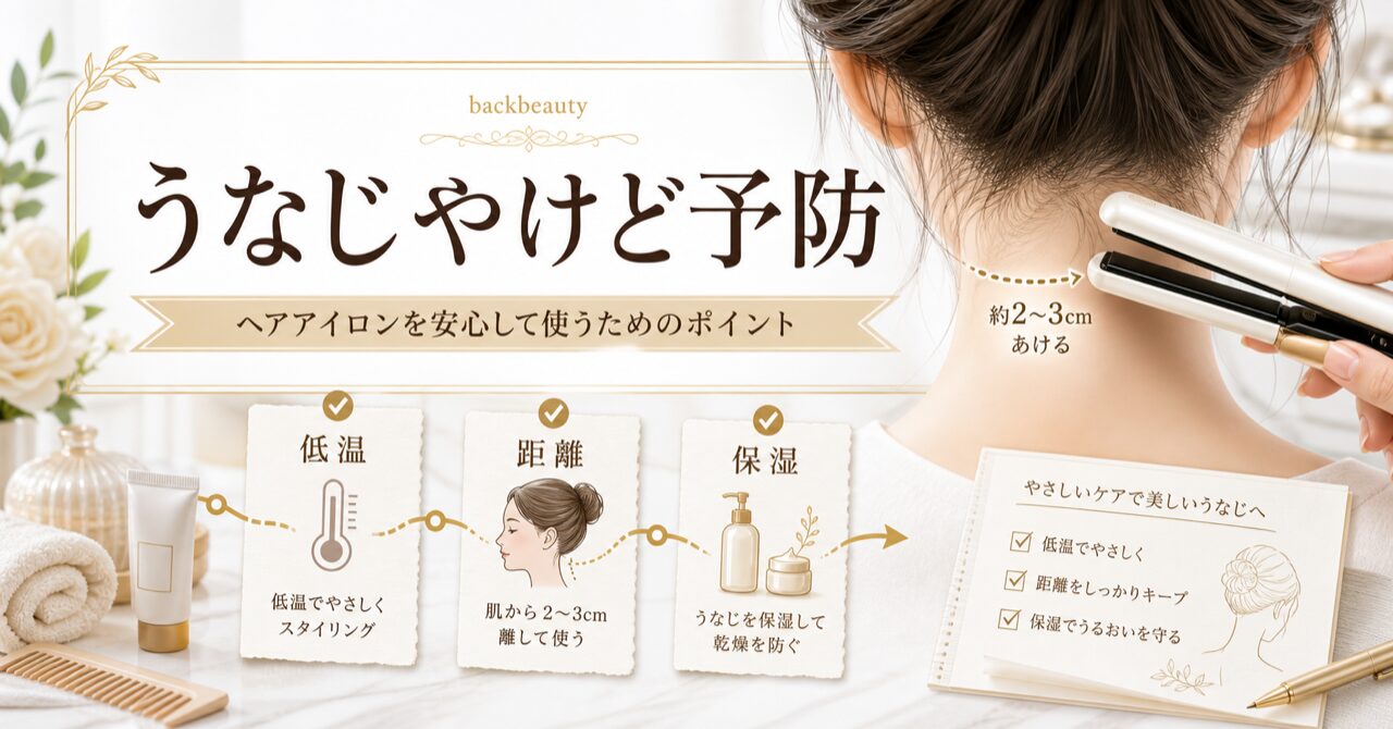 うなじにヘアアイロンを使う注意点|やけど・肌荒れを防ぐ正しい方法のアイキャッチ