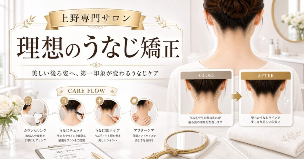 日暮里でうなじ矯正の体験をお探しですか？上野の専門サロンで叶える理想の後ろ姿のアイキャッチ