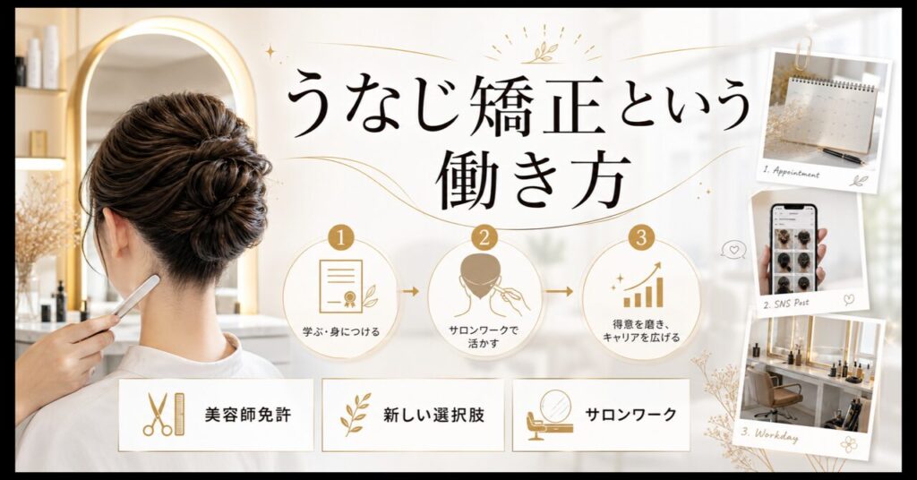 うなじ矯正スタッフという働き方 美容師免許を活かせる新しい選択肢【ミース上野店】のアイキャッチ