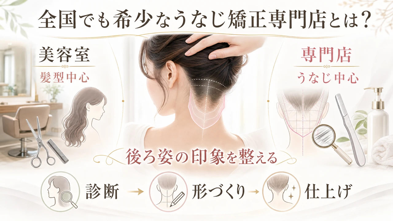 全国でも希少のうなじ矯正専門店「ミース上野店」とは? 美容室との決定的な違いの図解