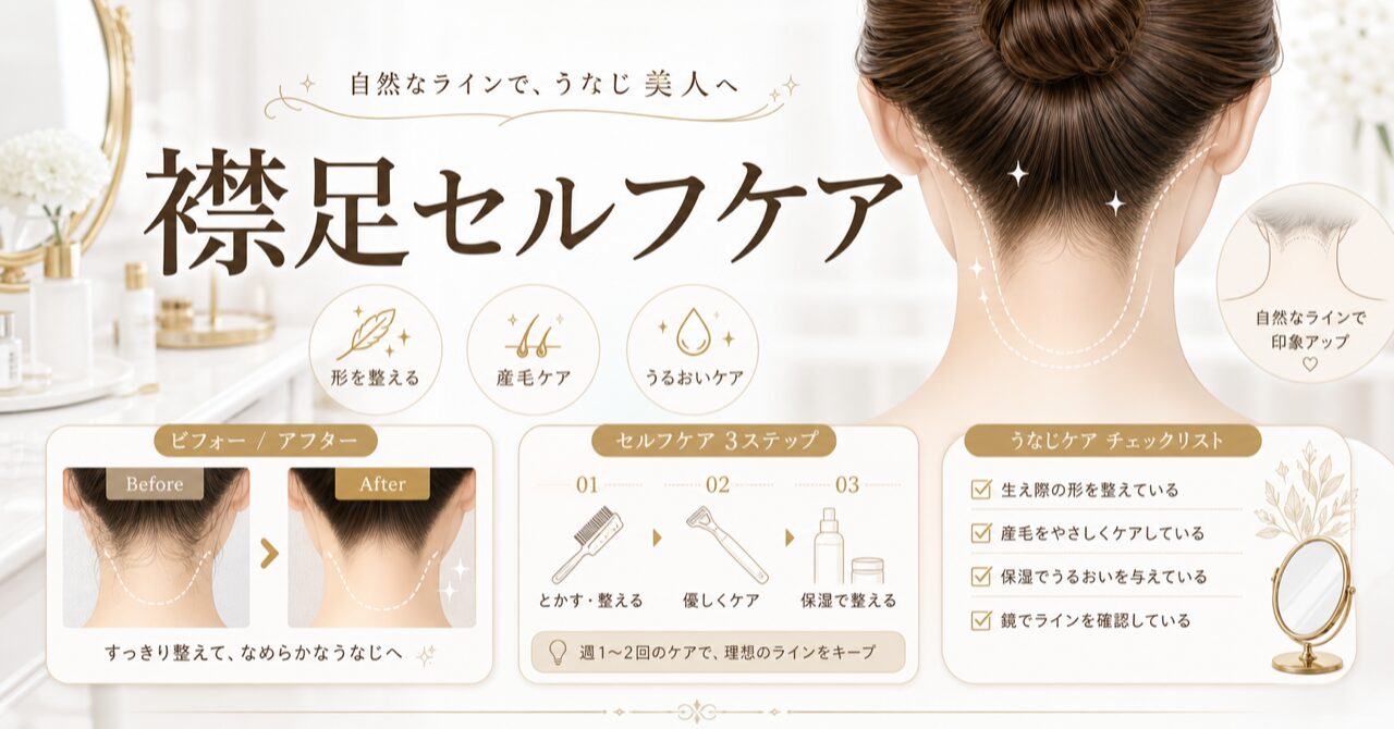 【自分でできる】襟足の自然な整え方|失敗しない産毛処理と理想の形づくりのアイキャッチ