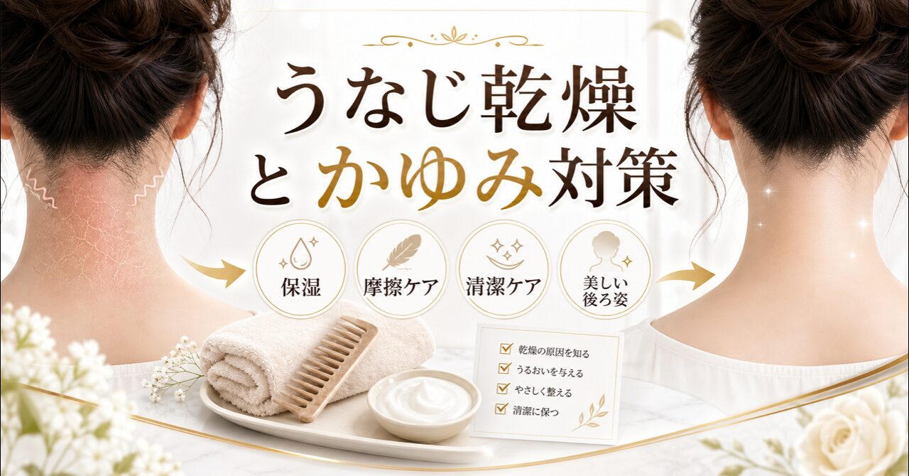 うなじの乾燥・かゆみの原因と対策｜プロが教える正しいケアで美しい後ろ姿へのアイキャッチ