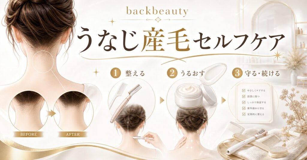 うなじ産毛を剃った後の正しいケア完全ガイド｜チクチク・赤みを防ぐプロの保湿術のアイキャッチ