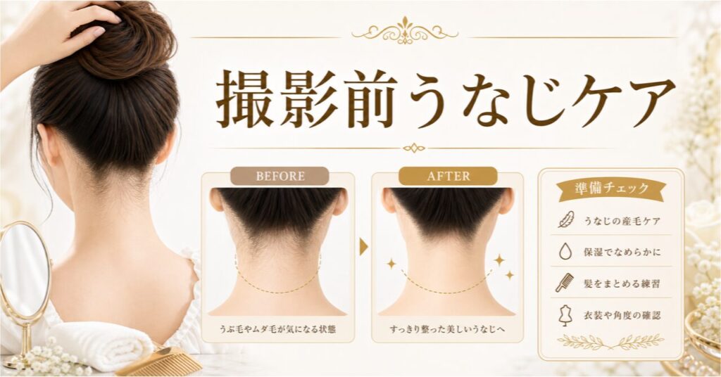 【完全版】写真撮影で後悔しない！プロが教える「うなじの事前準備」パーフェクトガイドのアイキャッチ