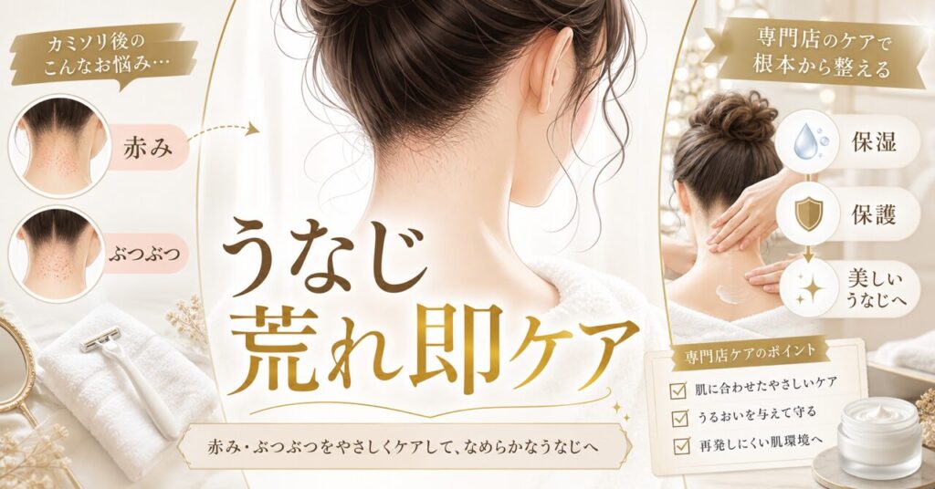 【プロ直伝】うなじのかみそり負け対処法｜赤み・ぶつぶつを即ケア＆根本解決する専門店の秘訣のアイキャッチ