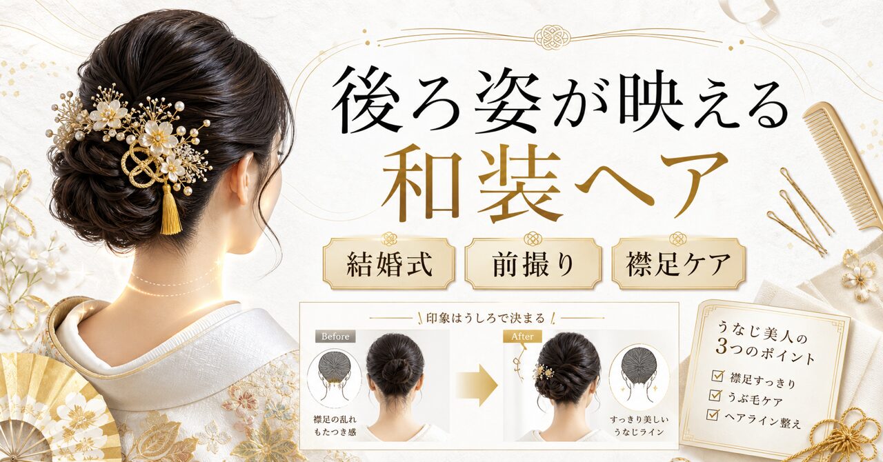 結婚式・前撮りの和装髪型 完全版|後ろ姿が映えるヘアスタイル決定ガイドのアイキャッチ