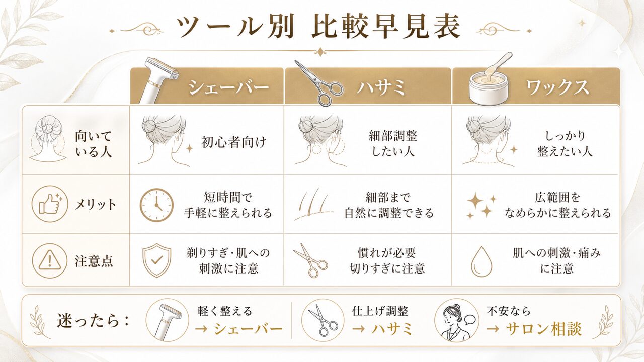 【自分でできる】襟足の自然な整え方|失敗しないセルフケアとプロの技を徹底解説の要点を整理した図解